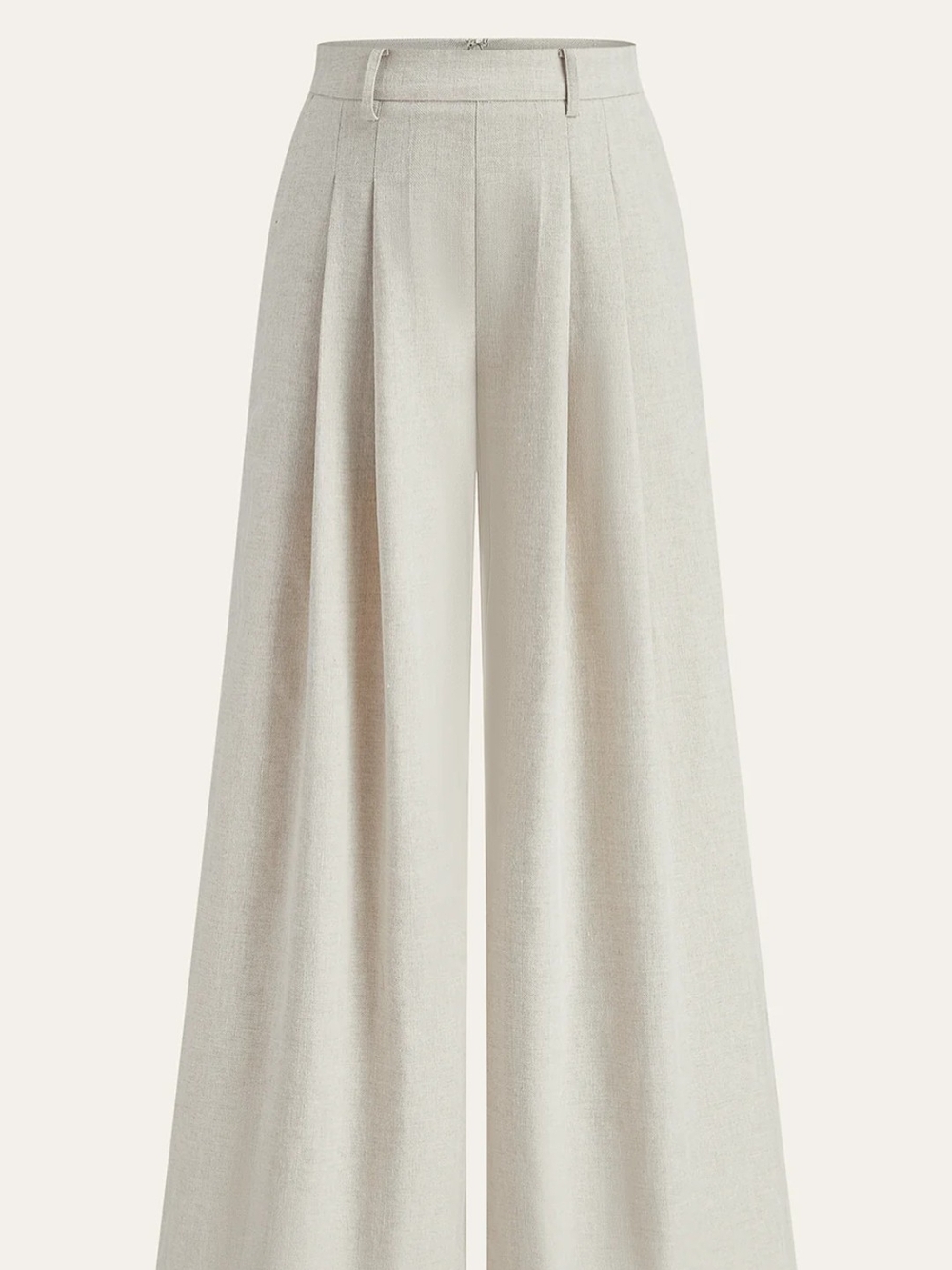Light Cream Draped Crop Top & Wide Leg Pants Set - Picture 4 of 8